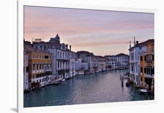 Sunset Boats on Grand Canal, Venice, Italy-Darrell Gulin-Framed Photographic Print