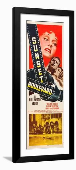 Sunset Boulevard, Gloria Swanson, William Holden, Nancy Olson, 1950-null-Framed Premium Giclee Print