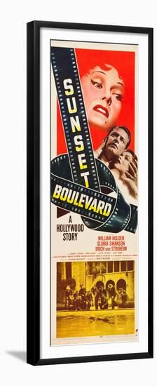 Sunset Boulevard, Gloria Swanson, William Holden, Nancy Olson, 1950-null-Framed Premium Giclee Print