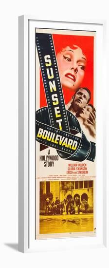 Sunset Boulevard, Gloria Swanson, William Holden, Nancy Olson, 1950-null-Framed Premium Giclee Print