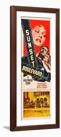 Sunset Boulevard, Gloria Swanson, William Holden, Nancy Olson, 1950-null-Framed Premium Giclee Print