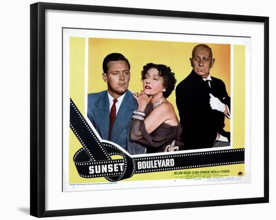 Sunset Boulevard, William Holden, Gloria Swanson, Erich Von Stroheim, 1950-null-Framed Photo