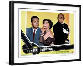 Sunset Boulevard, William Holden, Gloria Swanson, Erich Von Stroheim, 1950-null-Framed Photo