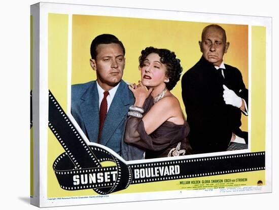 Sunset Boulevard, William Holden, Gloria Swanson, Erich Von Stroheim, 1950-null-Stretched Canvas