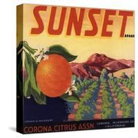 Sunset Brand - Corona, California - Citrus Crate Label-Lantern Press-Stretched Canvas