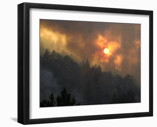 Sunset Breaks Through Smoke of the Hayman Wildfire-null-Framed Photographic Print