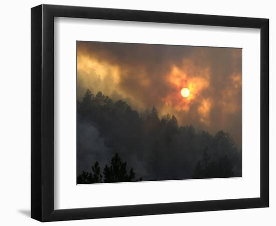 Sunset Breaks Through Smoke of the Hayman Wildfire-null-Framed Photographic Print