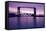 Sunset, Bridge and Two Lighthouses-benkrut-Framed Stretched Canvas