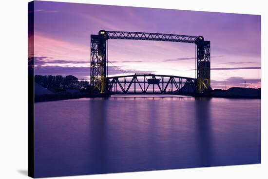 Sunset, Bridge and Two Lighthouses-benkrut-Stretched Canvas