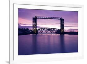 Sunset, Bridge and Two Lighthouses-benkrut-Framed Photographic Print