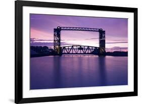 Sunset, Bridge and Two Lighthouses-benkrut-Framed Photographic Print