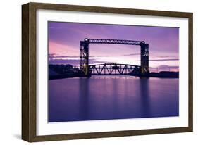 Sunset, Bridge and Two Lighthouses-benkrut-Framed Photographic Print