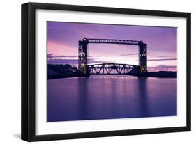 Sunset, Bridge and Two Lighthouses-benkrut-Framed Photographic Print