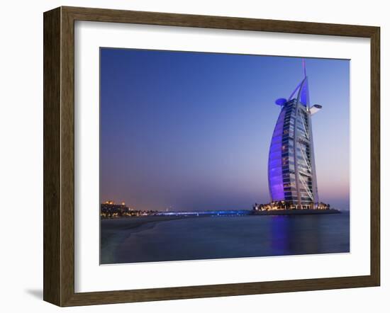 Sunset, Burj Al Arab Hotel, Dubai, United Arab Emirates, Middle East-Amanda Hall-Framed Photographic Print