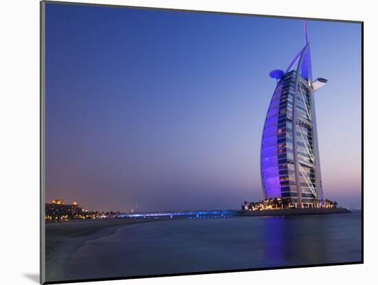 Sunset, Burj Al Arab Hotel, Dubai, United Arab Emirates, Middle East-Amanda Hall-Mounted Photographic Print