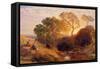 Sunset, C.1861 (W/C, Graphite, B/C and Gum on Card)-Samuel Palmer-Framed Stretched Canvas