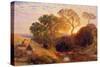 Sunset, C.1861 (W/C, Graphite, B/C and Gum on Card)-Samuel Palmer-Stretched Canvas