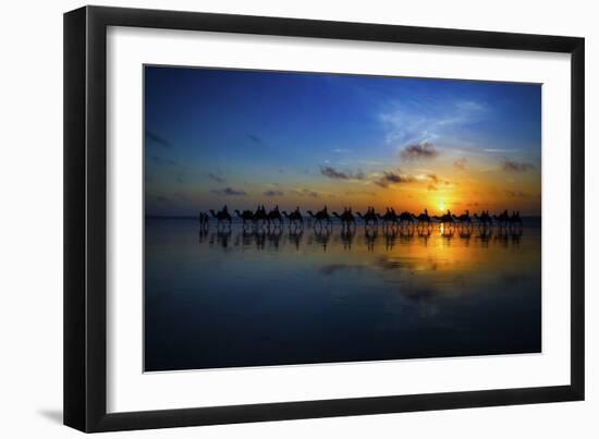 Sunset Camel Ride-Louise Wolbers-Framed Giclee Print