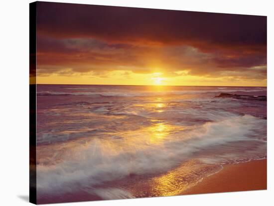 Sunset Cliffs Beach on the Pacific Ocean at Sunset, San Diego, California, USA-Christopher Talbot Frank-Stretched Canvas