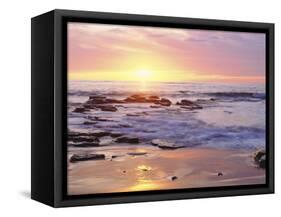 Sunset Cliffs Beach on the Pacific Ocean at Sunset, San Diego, California, USA-Christopher Talbot Frank-Framed Stretched Canvas