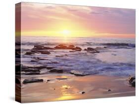 Sunset Cliffs Beach on the Pacific Ocean at Sunset, San Diego, California, USA-Christopher Talbot Frank-Stretched Canvas