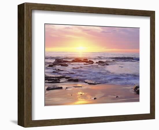 Sunset Cliffs Beach on the Pacific Ocean at Sunset, San Diego, California, USA-Christopher Talbot Frank-Framed Photographic Print