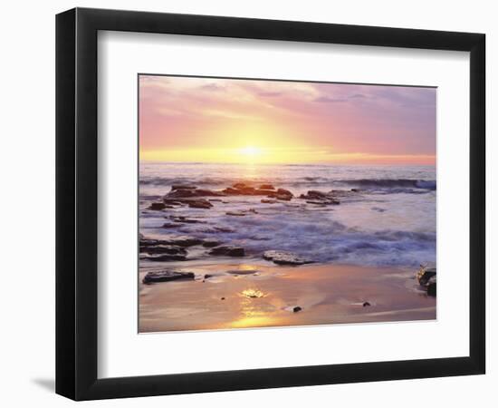 Sunset Cliffs Beach on the Pacific Ocean at Sunset, San Diego, California, USA-Christopher Talbot Frank-Framed Photographic Print