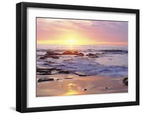 Sunset Cliffs Beach on the Pacific Ocean at Sunset, San Diego, California, USA-Christopher Talbot Frank-Framed Photographic Print