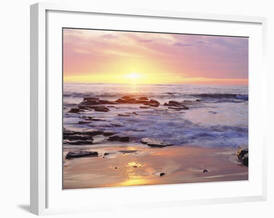 Sunset Cliffs Beach on the Pacific Ocean at Sunset, San Diego, California, USA-Christopher Talbot Frank-Framed Photographic Print