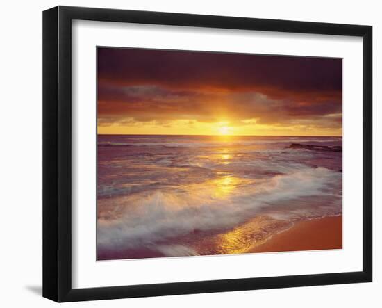 Sunset Cliffs Beach on the Pacific Ocean at Sunset, San Diego, California, USA-Christopher Talbot Frank-Framed Premium Photographic Print