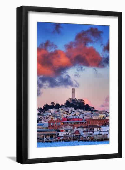 Sunset Clouds Over Coit Tower, San Francisco Icon Travel-Vincent James-Framed Photographic Print