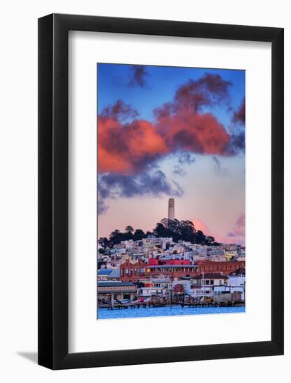 Sunset Clouds Over Coit Tower, San Francisco Icon Travel-Vincent James-Framed Photographic Print