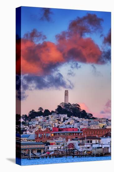 Sunset Clouds Over Coit Tower, San Francisco Icon Travel-Vincent James-Stretched Canvas