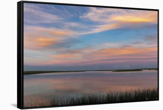 Sunset clouds reflection at Medicine Lake National Wildlife Refuge, Montana, USA-Chuck Haney-Framed Stretched Canvas