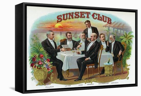 Sunset Club Brand Cigar Box Label-Lantern Press-Framed Stretched Canvas