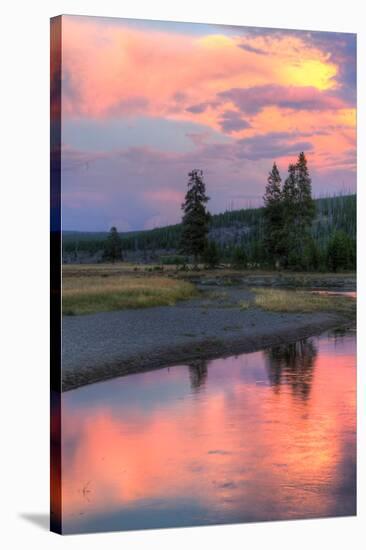 Sunset Color at Gibbon River, Yellowstone-Vincent James-Stretched Canvas