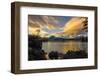 Sunset colors reflect off Diamond Lake from the lenticular clouds-Sheila Haddad-Framed Photographic Print