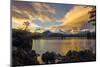 Sunset colors reflect off Diamond Lake from the lenticular clouds-Sheila Haddad-Mounted Photographic Print