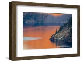 Sunset Colors the Waters at Crater Lake National Park, Oregon, Usa-Chuck Haney-Framed Photographic Print