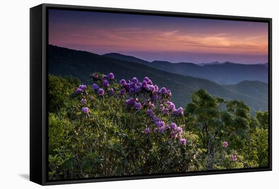 Sunset, Cowee Mountain Landscape, Blue Ridge Parkway, North Carolina-Howie Garber-Framed Stretched Canvas