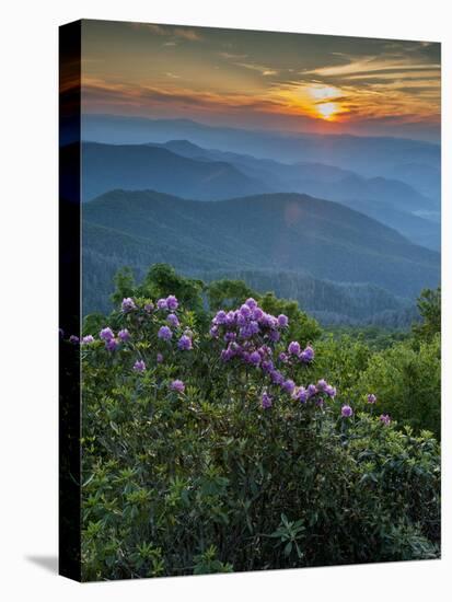 Sunset, Cowee Mountain Landscape, Blue Ridge Parkway, North Carolina-Howie Garber-Stretched Canvas