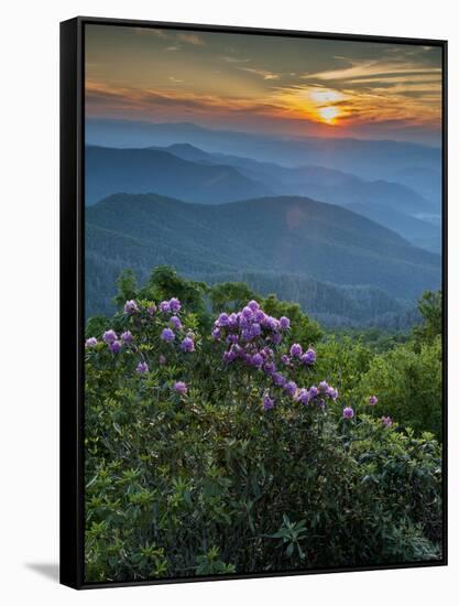 Sunset, Cowee Mountain Landscape, Blue Ridge Parkway, North Carolina-Howie Garber-Framed Stretched Canvas