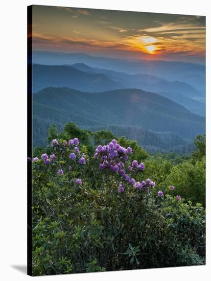 Sunset, Cowee Mountain Landscape, Blue Ridge Parkway, North Carolina-Howie Garber-Stretched Canvas