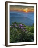 Sunset, Cowee Mountain Landscape, Blue Ridge Parkway, North Carolina-Howie Garber-Framed Premium Photographic Print