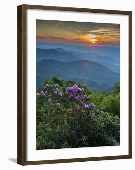 Sunset, Cowee Mountain Landscape, Blue Ridge Parkway, North Carolina-Howie Garber-Framed Premium Photographic Print