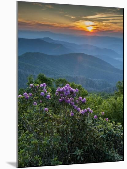 Sunset, Cowee Mountain Landscape, Blue Ridge Parkway, North Carolina-Howie Garber-Mounted Premium Photographic Print