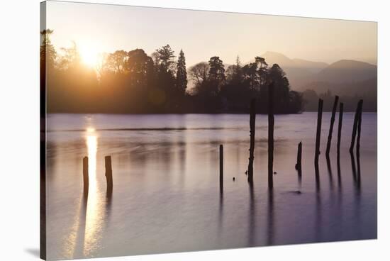 Sunset, Derwent Water, Lake District, Cumbria, UK-Peter Adams-Stretched Canvas