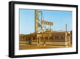Sunset Diner, Roadside Retro-null-Framed Art Print