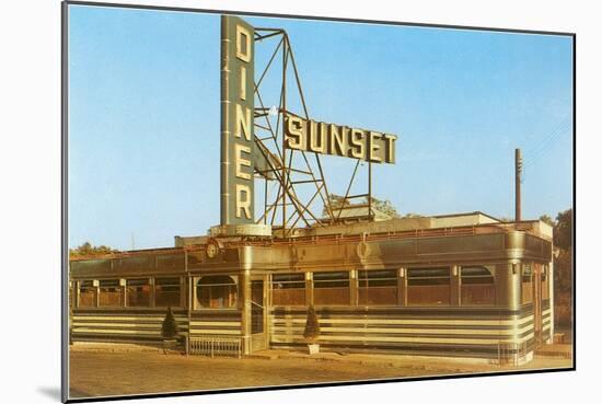 Sunset Diner, Roadside Retro-null-Mounted Art Print