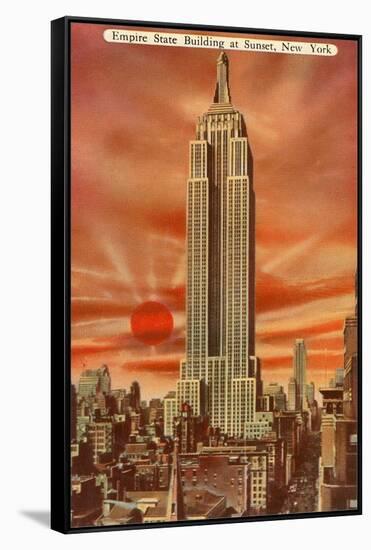 Sunset, Empire State Building, New York City-null-Framed Stretched Canvas